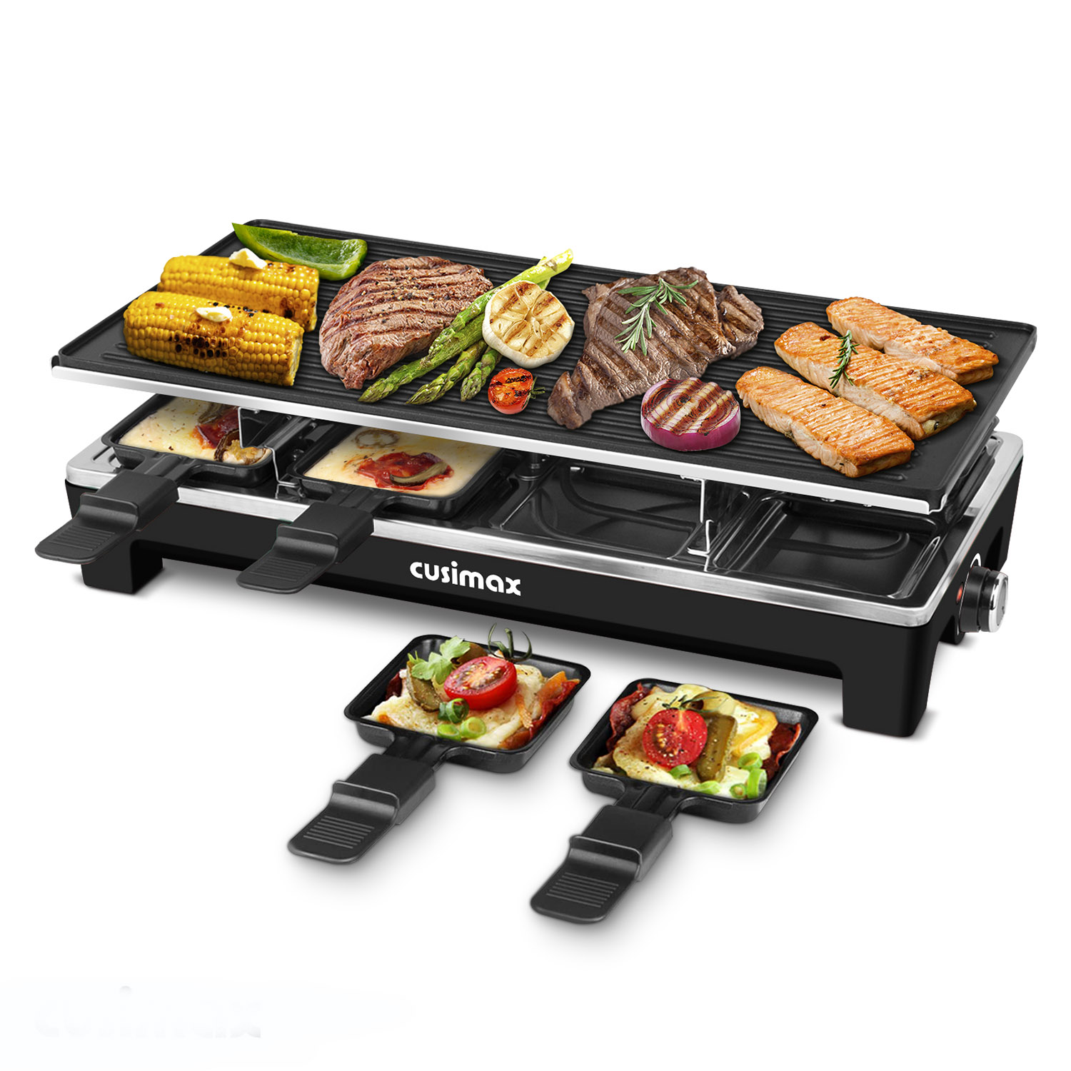 Techwood 1500W Indoor Smokeless Grill with 8 Level Control(Silver)