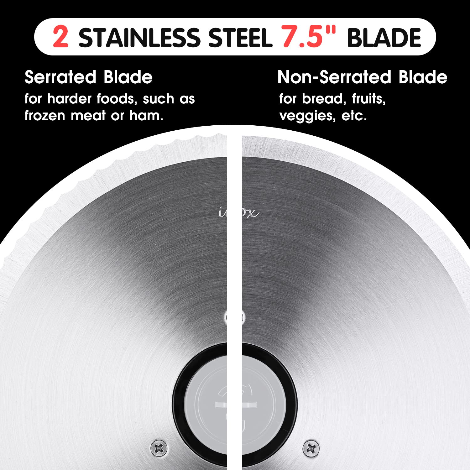 7.5” Stainless Steel Serrated Blade Replacement Only For Electric Meat  Slicer CMFS-200 & CMFS-201