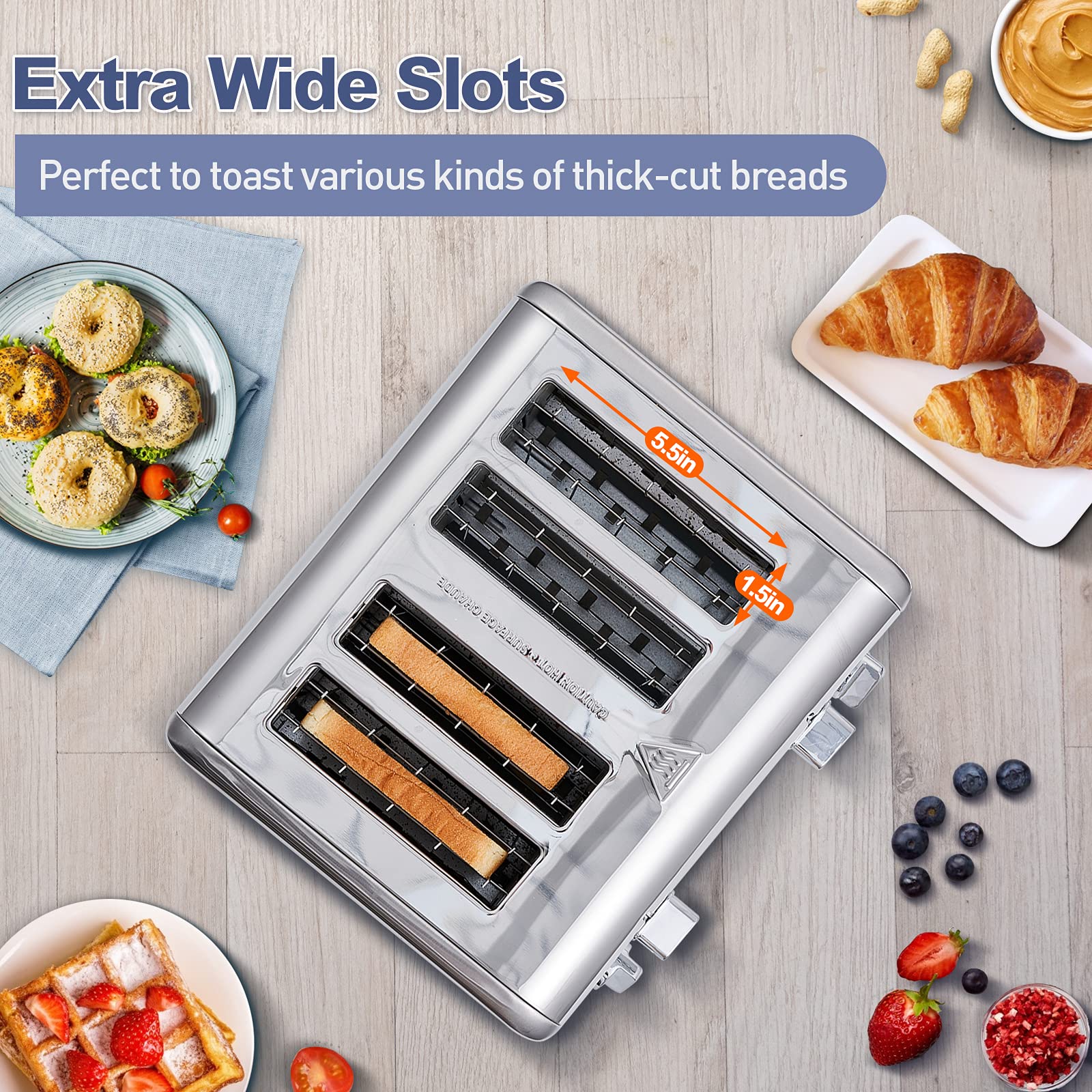 Cusimax 4Slice Silver Stainless Steel Toaster With DisplayCusimax