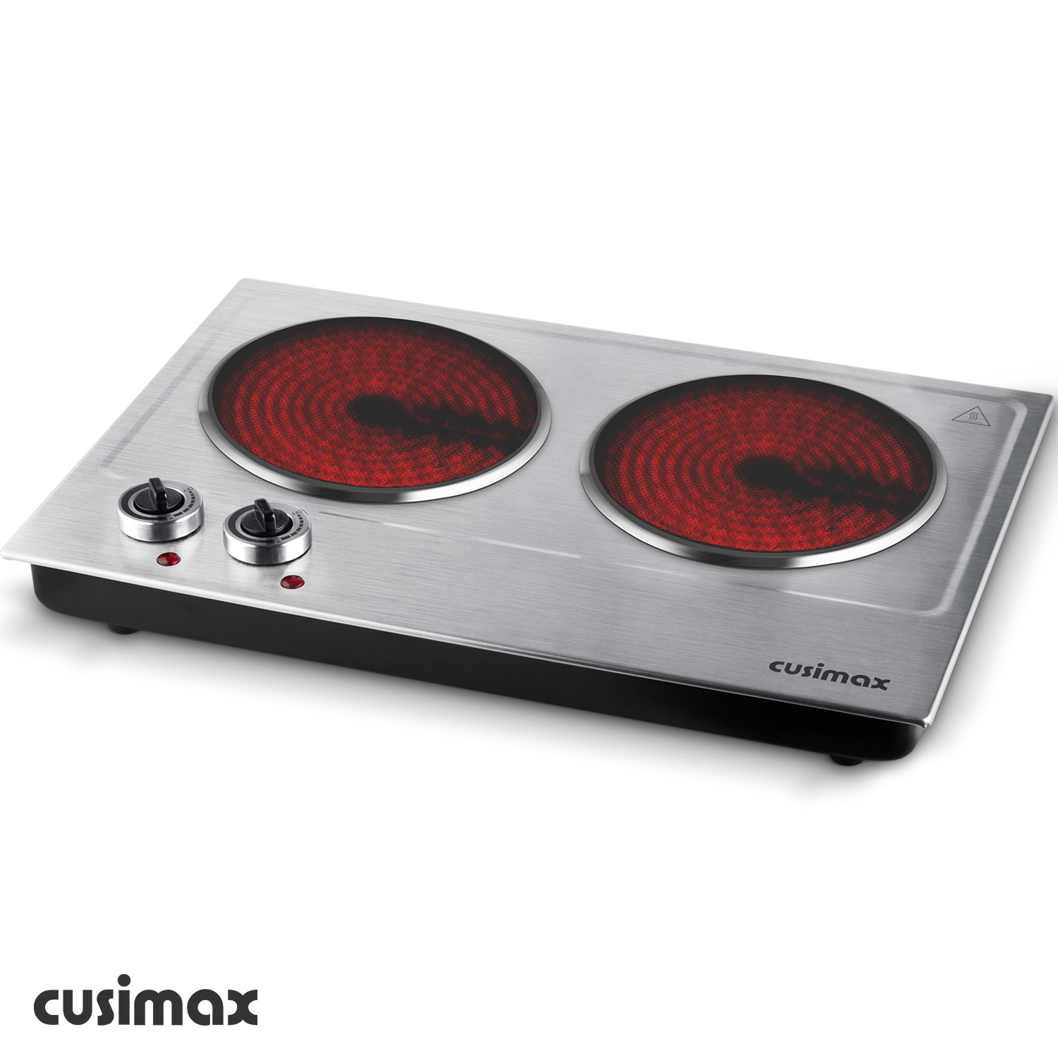 Cusimax 1800W Silver Ceramic Cooktop Dual Infrared Burner