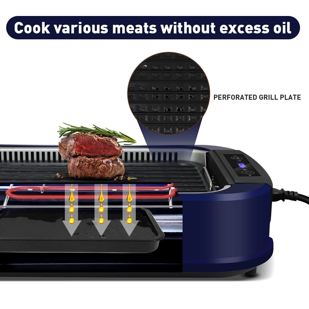Cusimax Blue Electric Portable Indoor Smokeless Grill(DE)