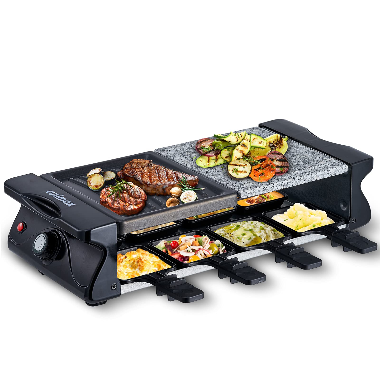 Cusimax 1200W Indoor Grill with Two Plates (Grill and Half Stone) Serves 8