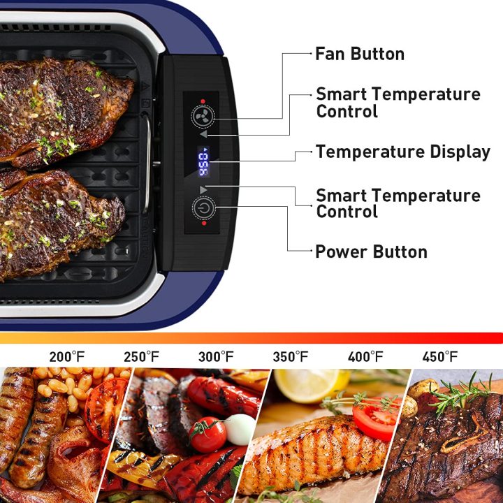 Cusimax Blue Electric Portable Indoor Smokeless GrillCusimax