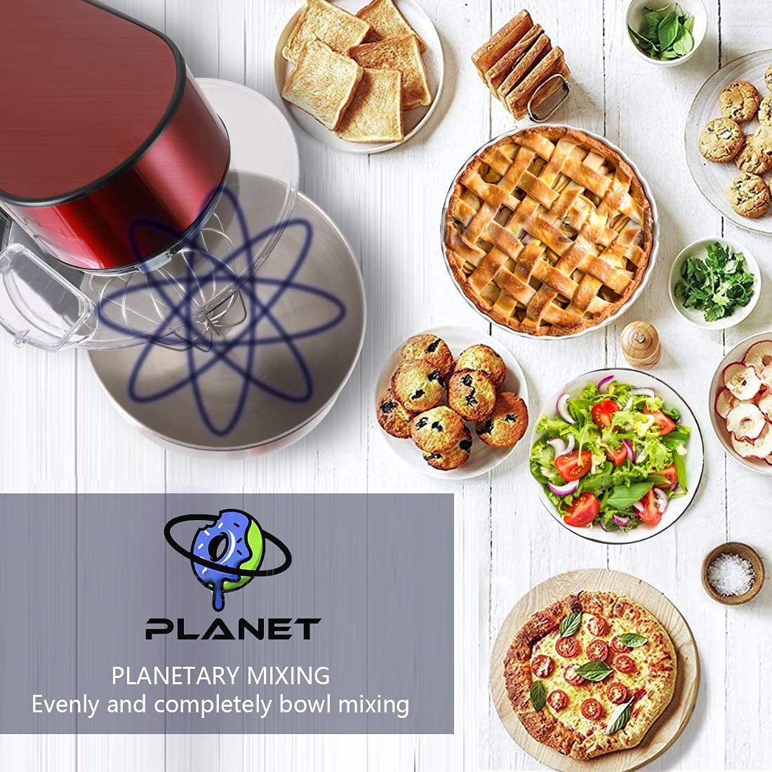 Cusimax Red Stainless Stand Mixer With 6.5-Quart-Cusimax