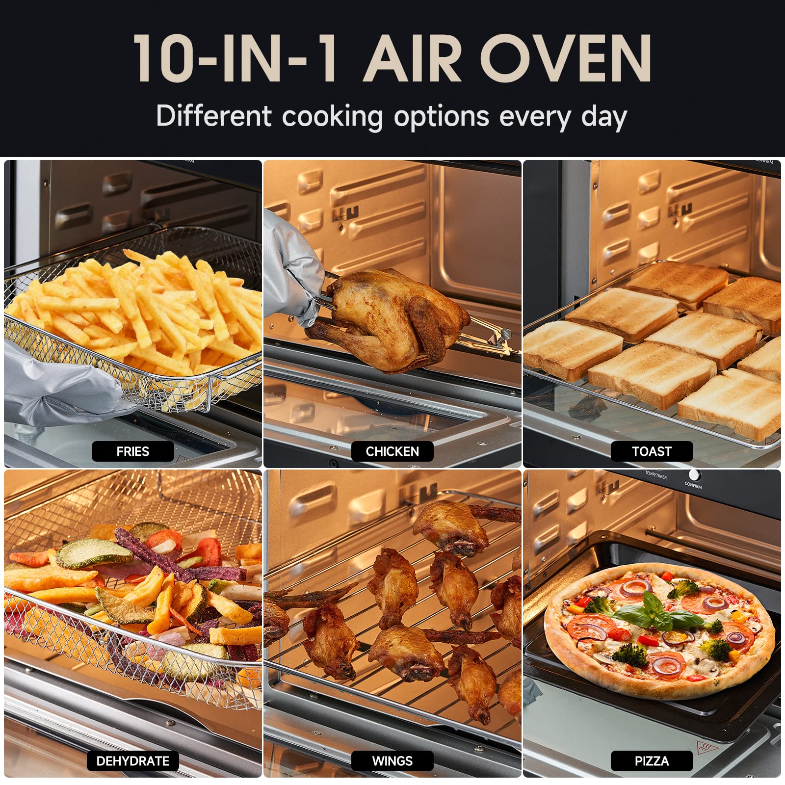 CUSIMAX 10-in-1 Air Fryer Oven, 24QT Convection Oven, Toaster