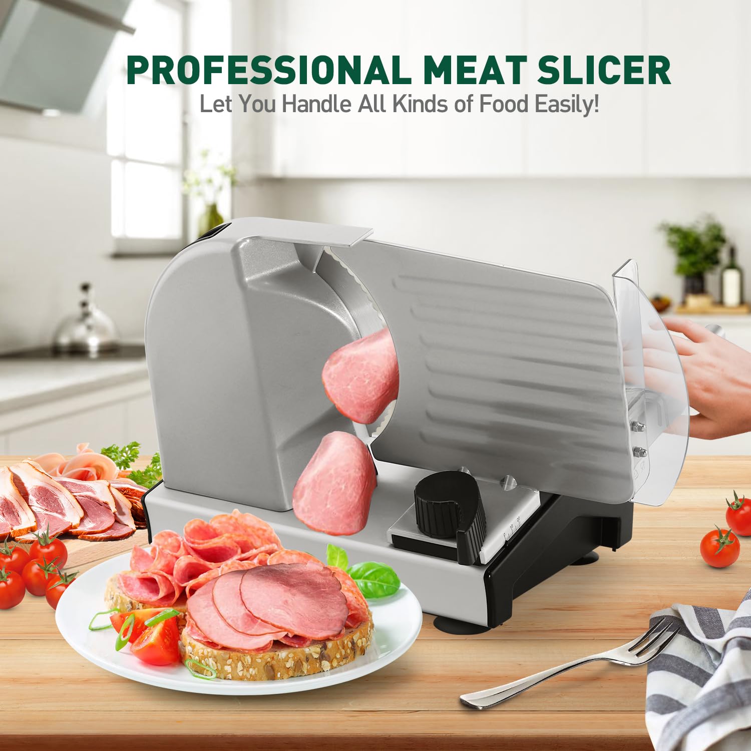 Guide Gear 8.7 Electric Meat Slicer Food Vegetable Cheese Cutter Deli  Meats Slicing Machine Professional Kitchen Slicer Tools for Home Use,  Stainless Steel Blades 