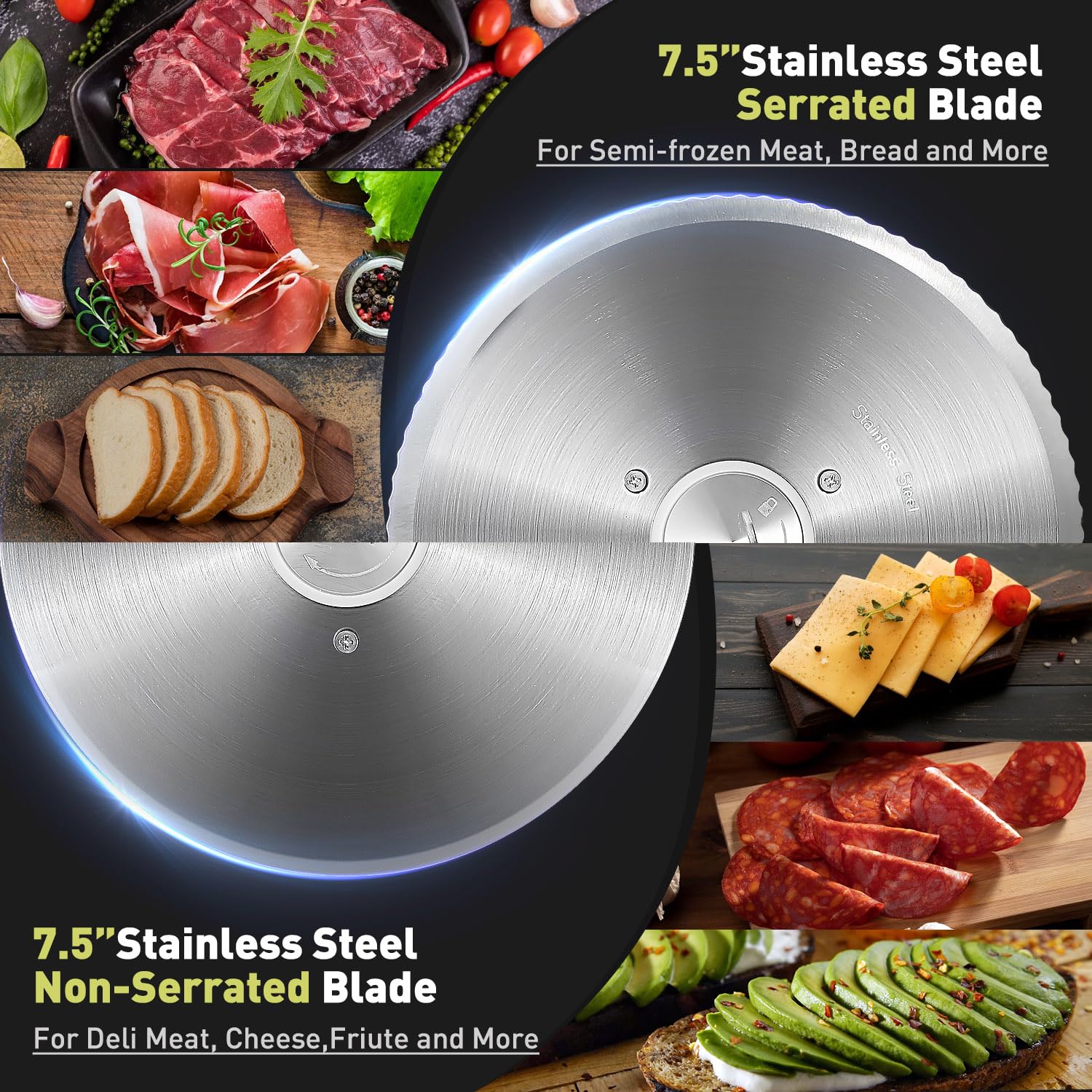 Razorri Electric Food Slicer, Meat & Deli Food Slice, 2 Shapes