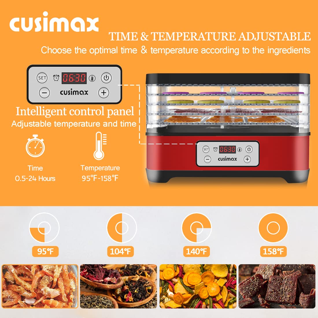 Cusimax 400W Red Food Dehydrators Machine-Cusimax