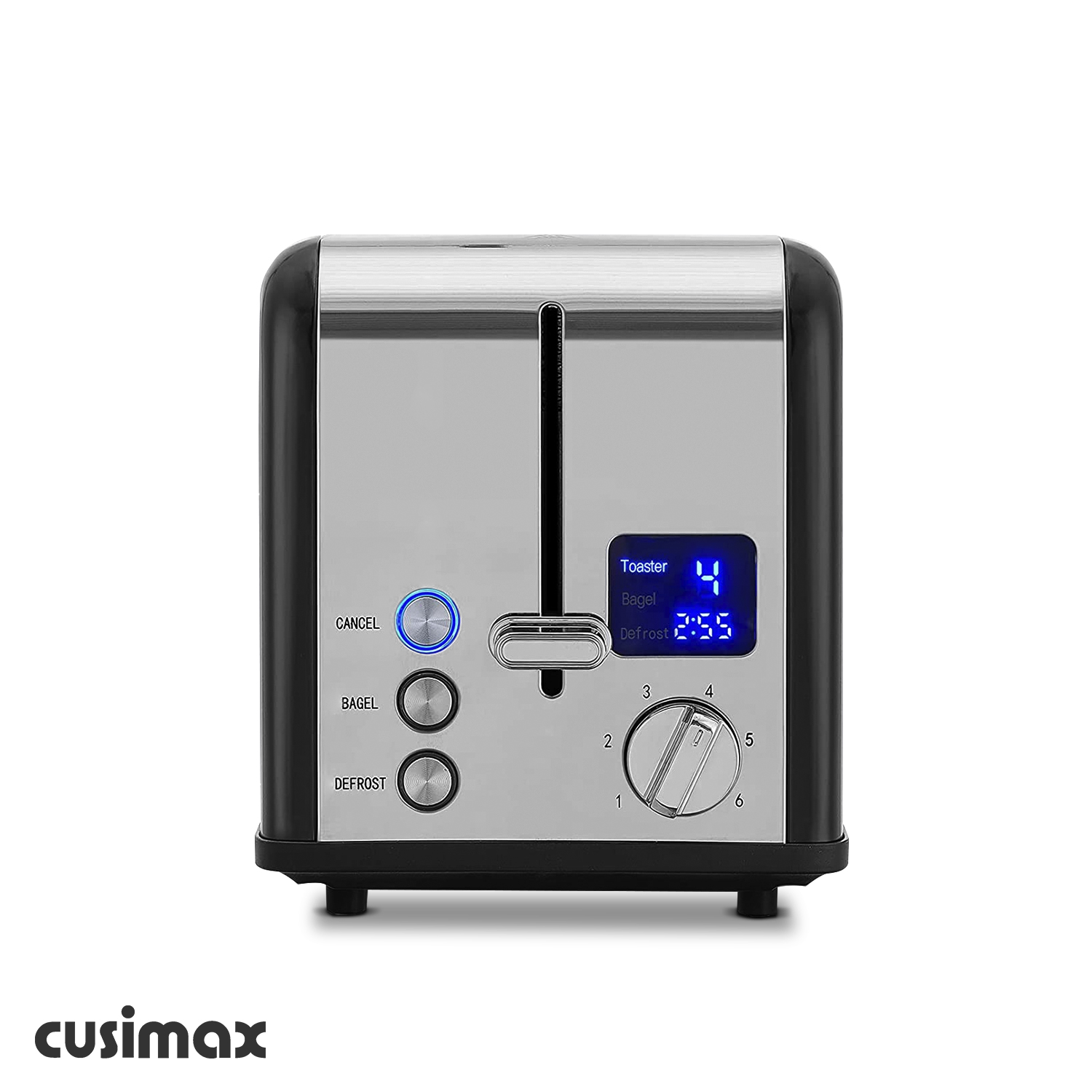 Cusimax 2 Slice Black Stainless Steel Toaster With Large LED Display-Cusimax
