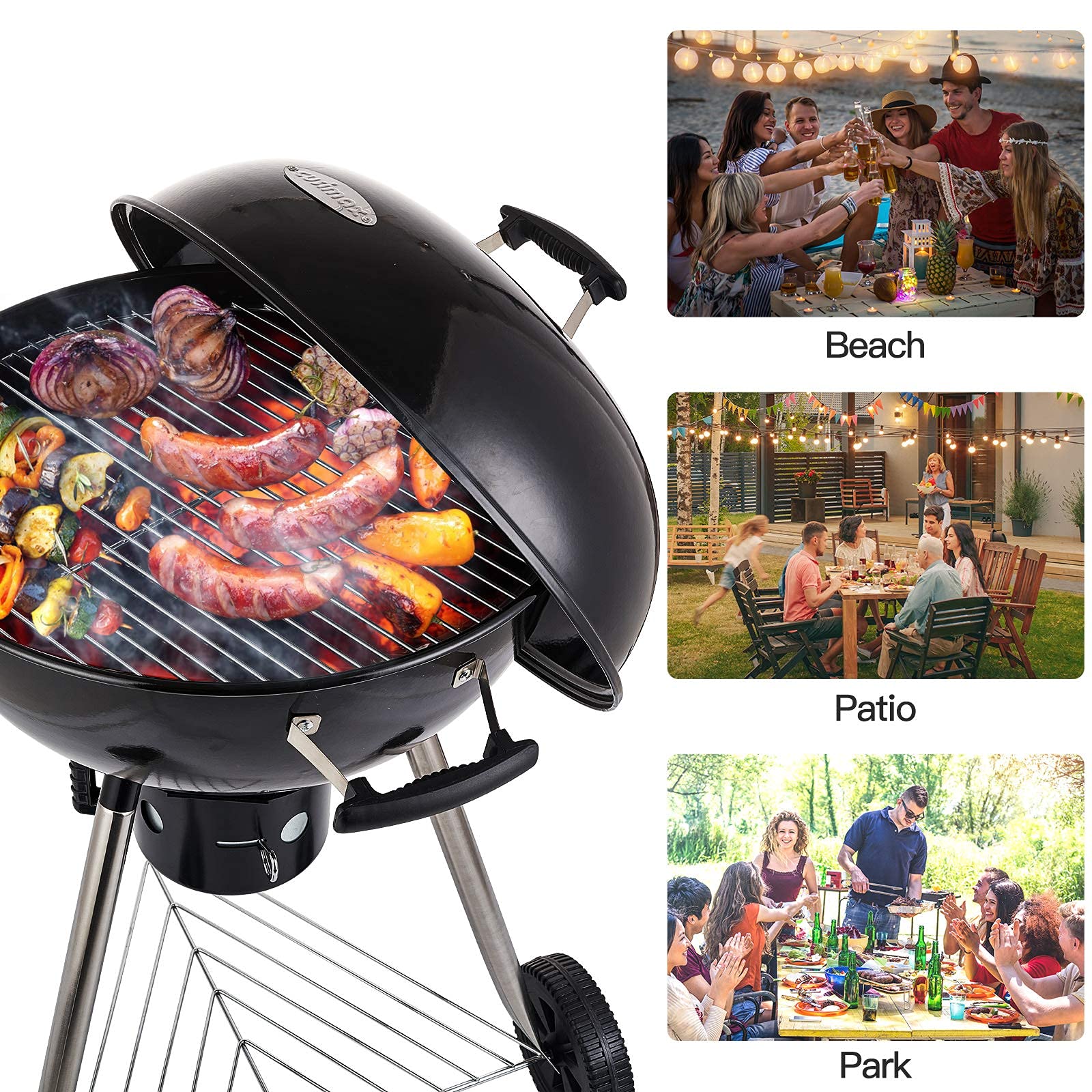 Cusimax 22.5 Inch Black Portable Charcoal Grill-Cusimax
