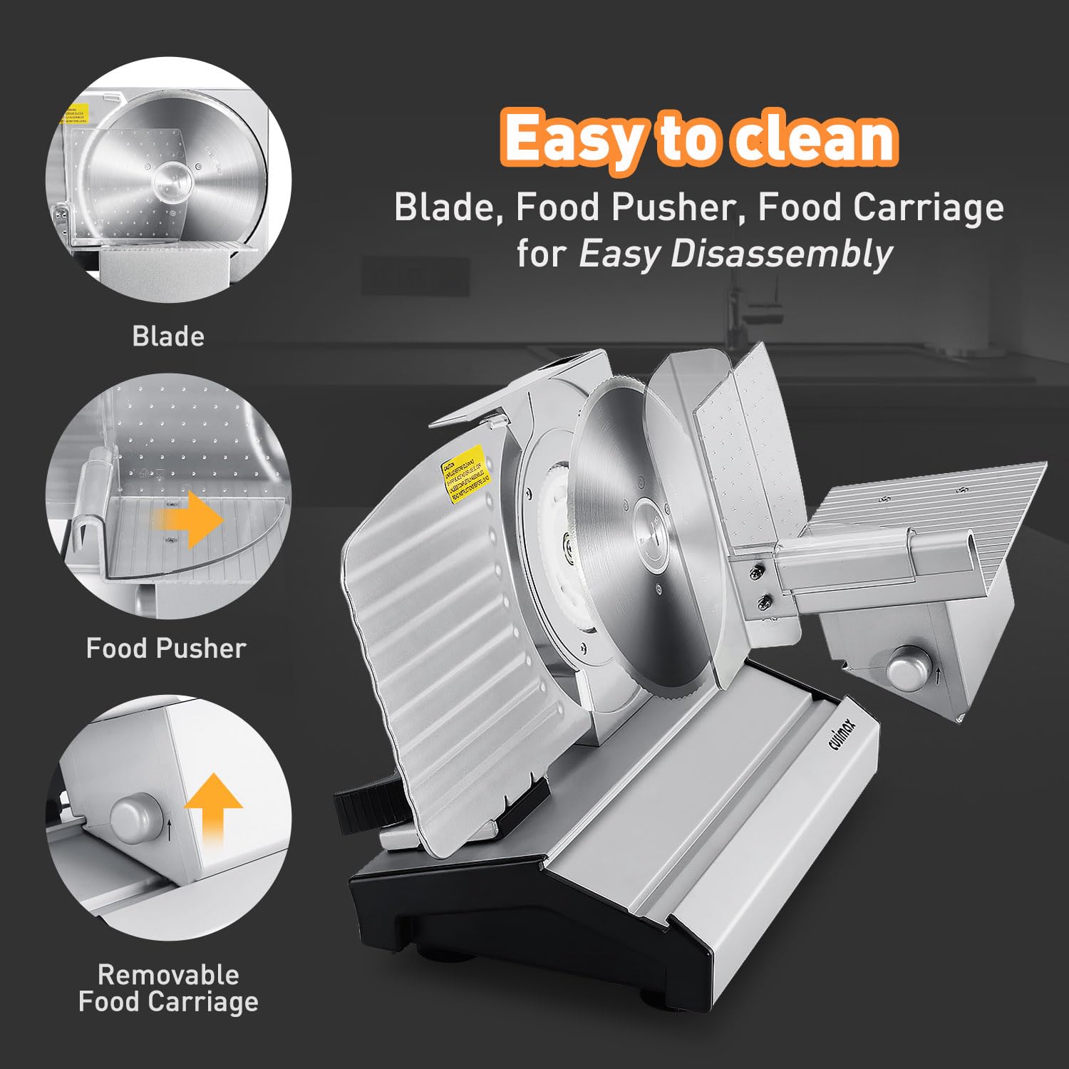 CUSIM Electric Deli Meat Slicer with 2 Removable 8.7''Stainless Steel