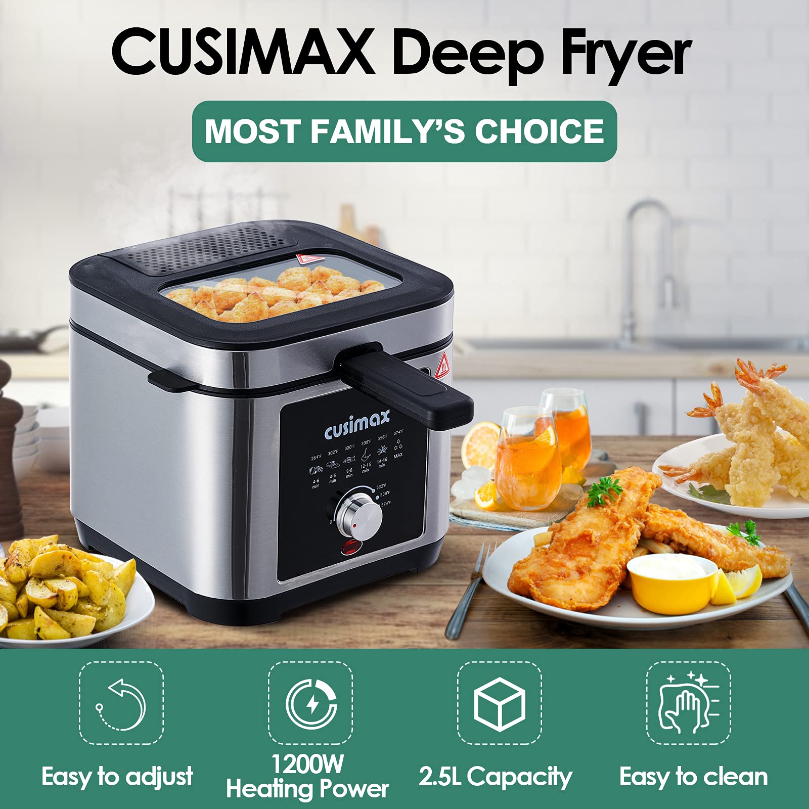 Cusimax 2.6QT Deep Oil Fryer-Cusimax