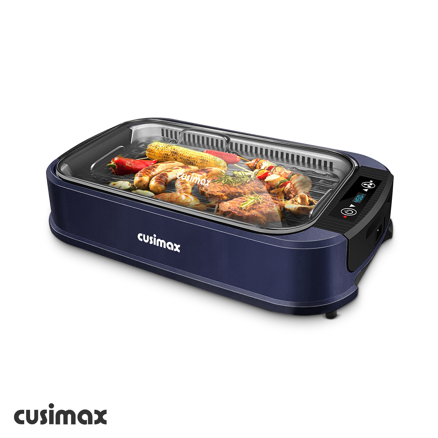 Cusimax Blue Electric Portable Indoor Smokeless Grill-Cusimax