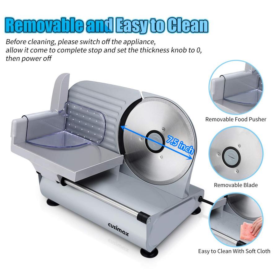 Cusimax 7.5 Inch Sliver Electric Food SlicerCusimax