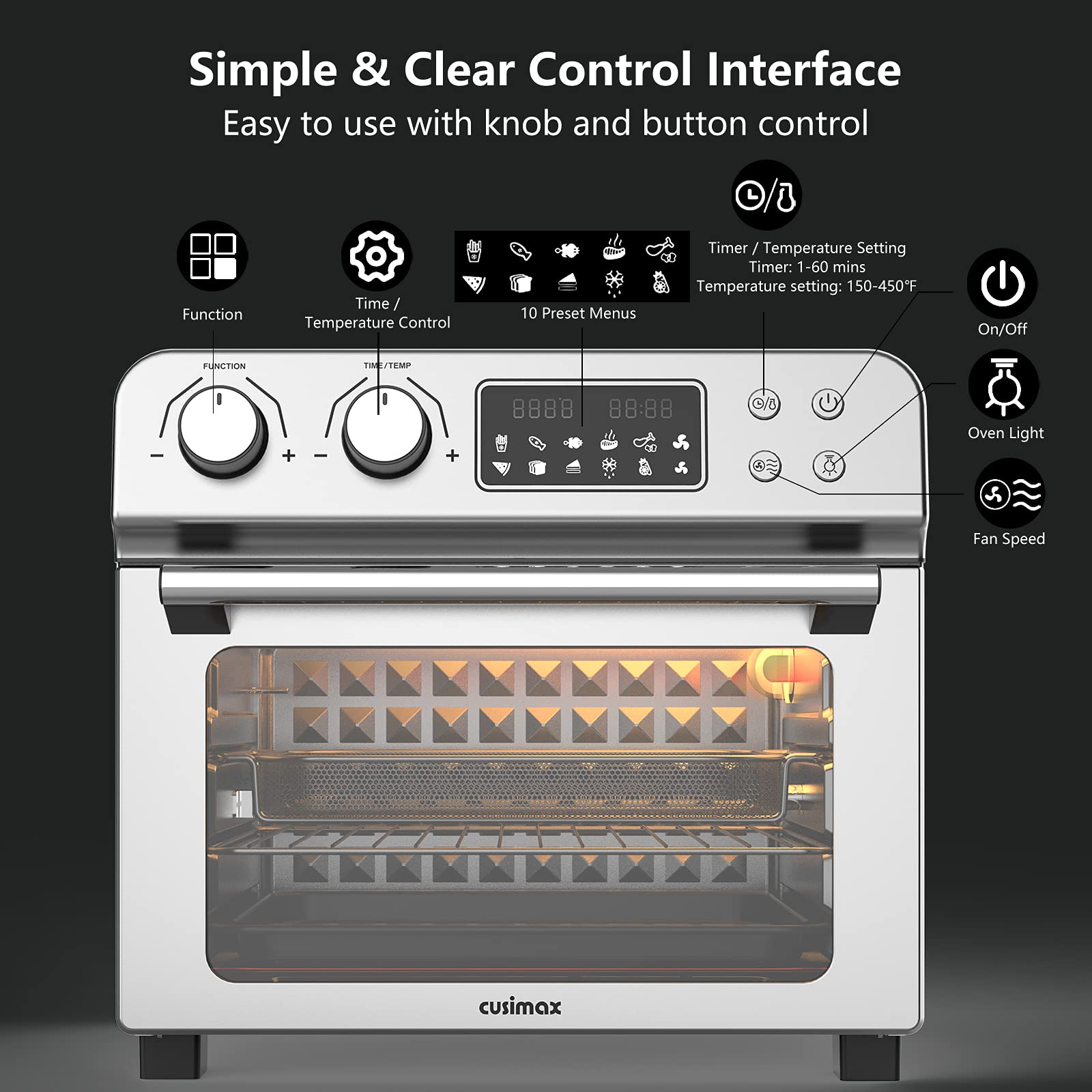  CUSIMAX Horno freidora de aire, horno de convección 10