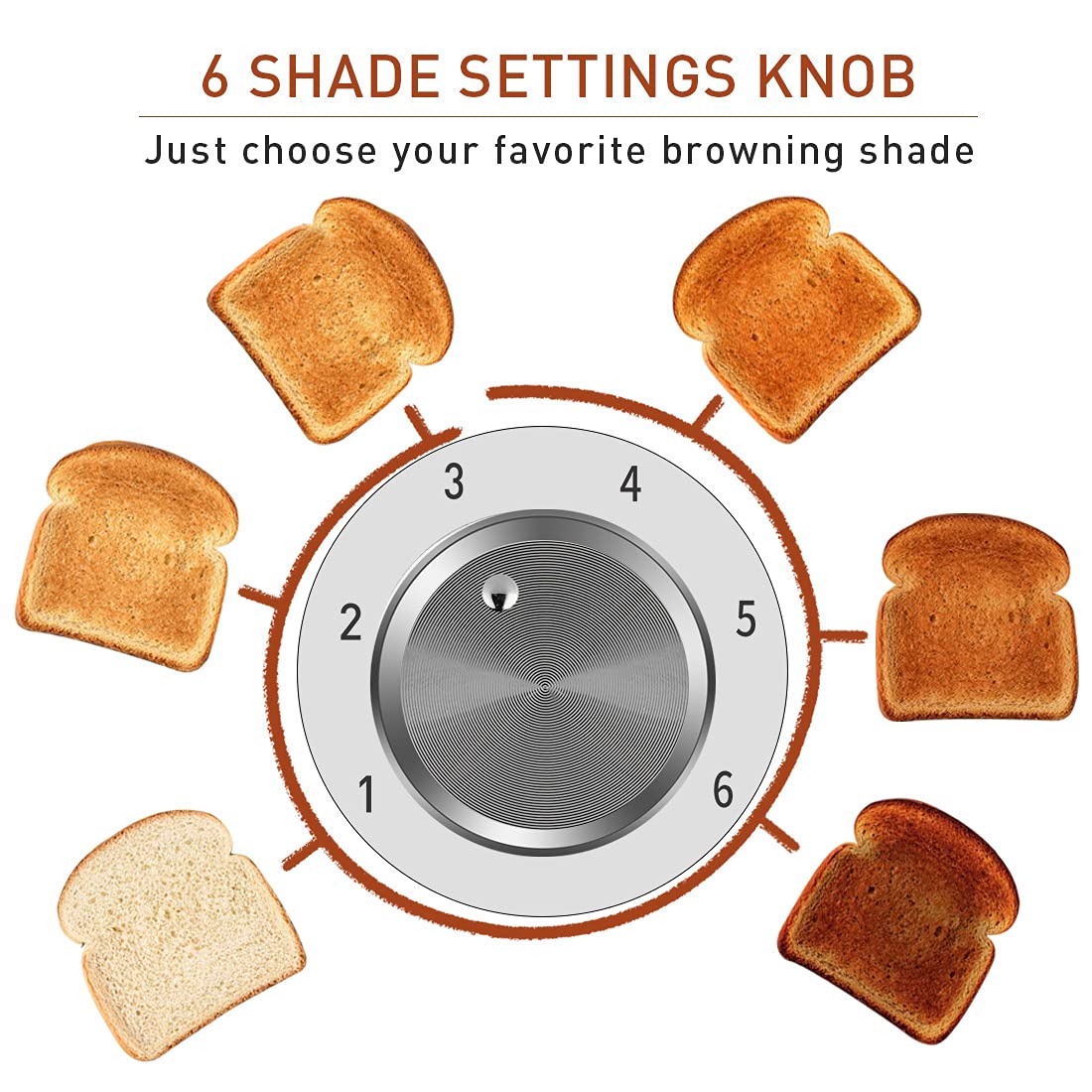 Cusimax Stainless Steel Toaster 4 Slice with Long Extra Wide Slots & R