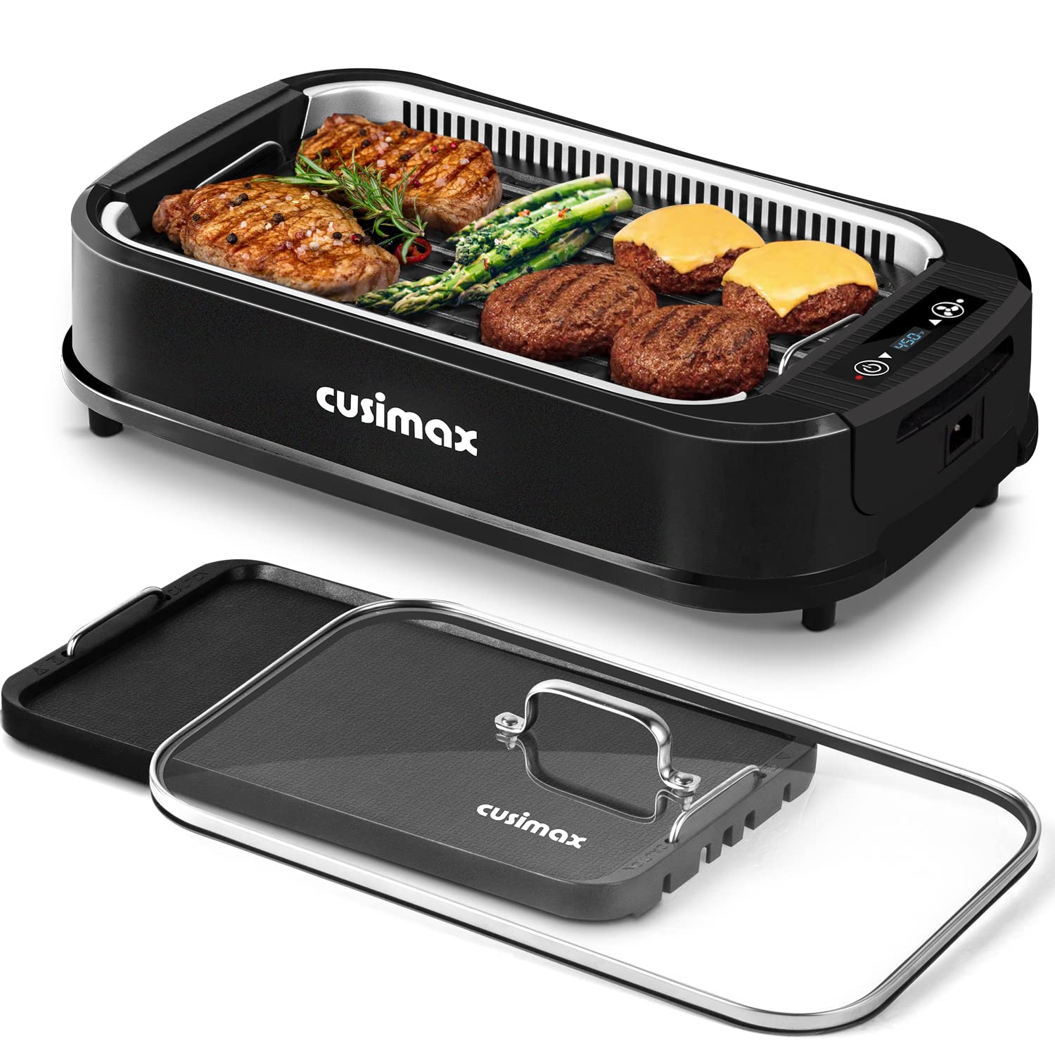 Cusimax Electric Portable Indoor Smokeless Grill(Black Double Plate)