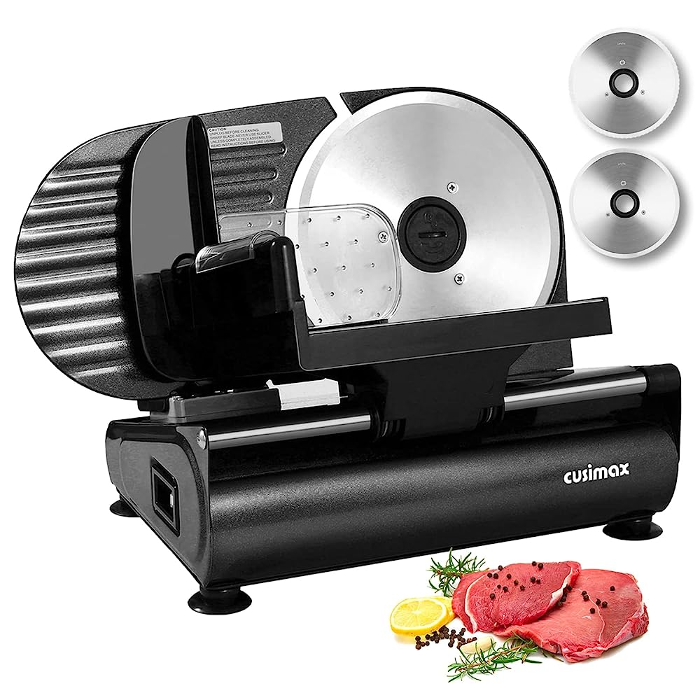 Cusimax 7.5 Inch Black Electric Deli Food Slicer(Two Blade)