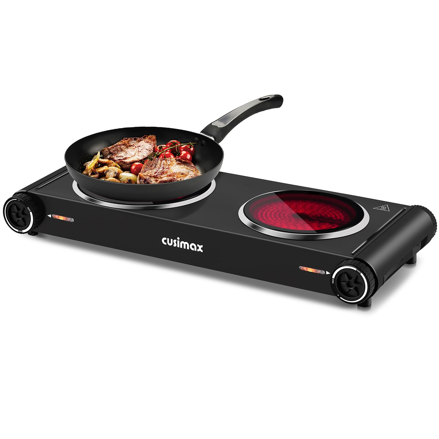 Cusimax Portable Electric Hot Plate for Cooking,1500W Countertop Single  Burner, Cast Iron Stove, Concealed Handle, Temperature Controls, Compatible