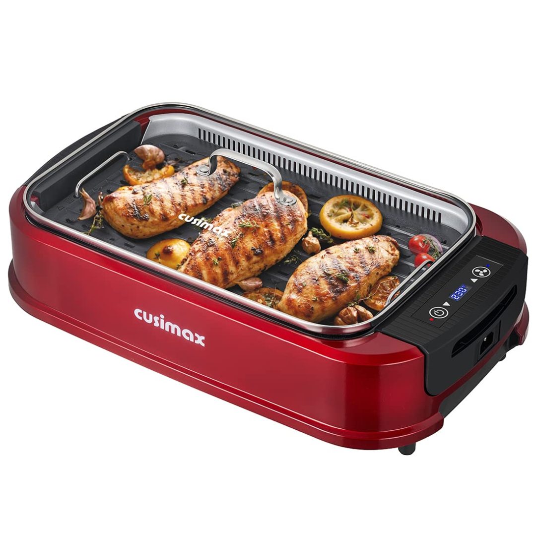 Cusimax 1500W Indoor Smokeless Grill,Electric Grill with LED Smart Dis