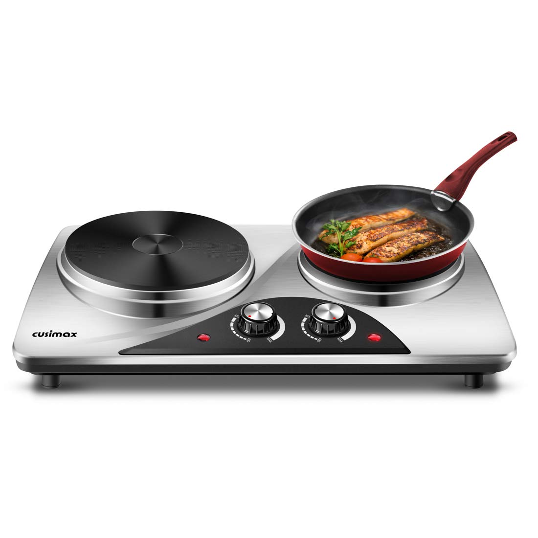 Cusimax Dual Temperature Control Silver Stainless Steel Hot Plate