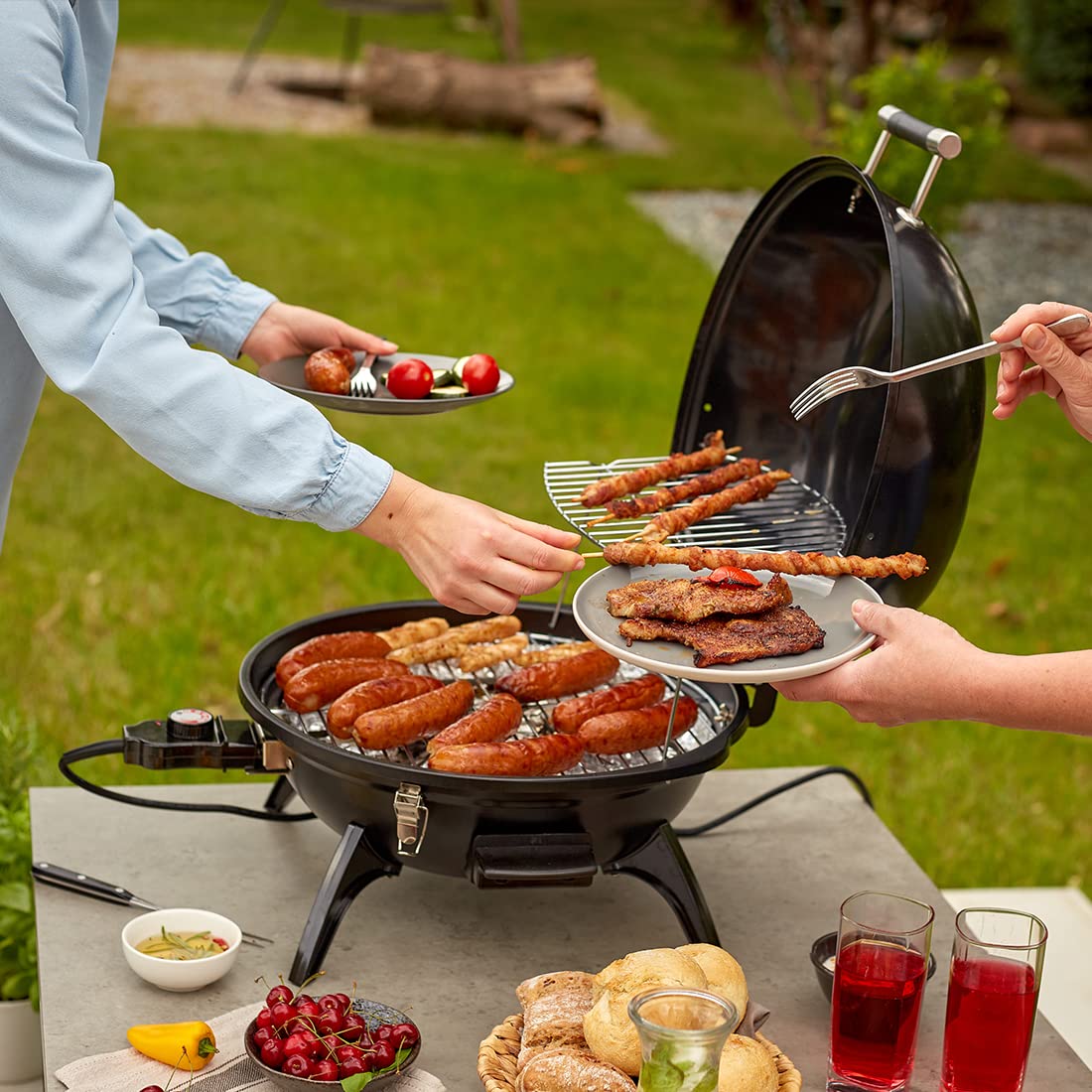 Cusimax 1600W Black Electric Table Grill with Lid(ES)