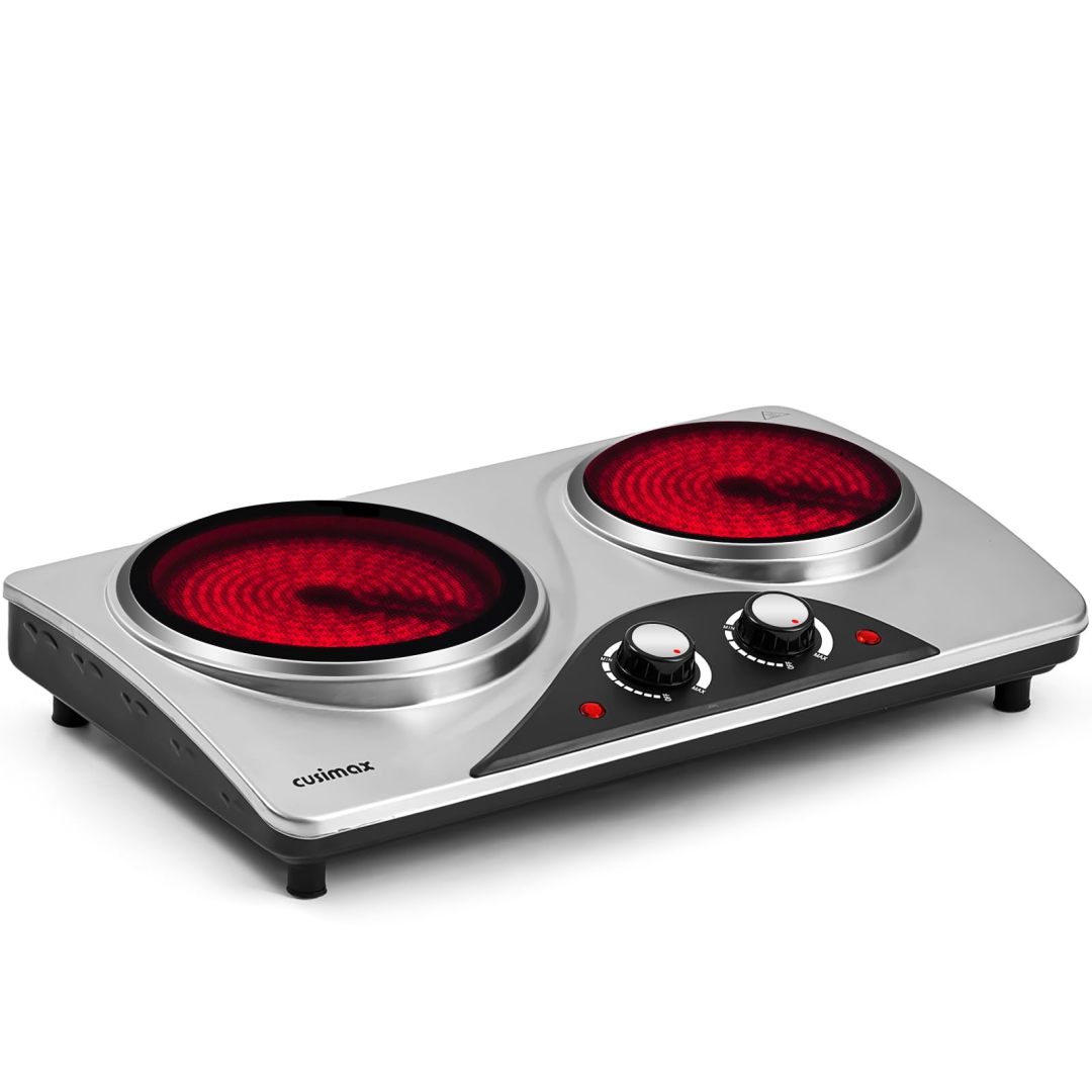 Cusimax 1800W Ceramic Hot Plate Cooktop,Electric Stove Double Burner