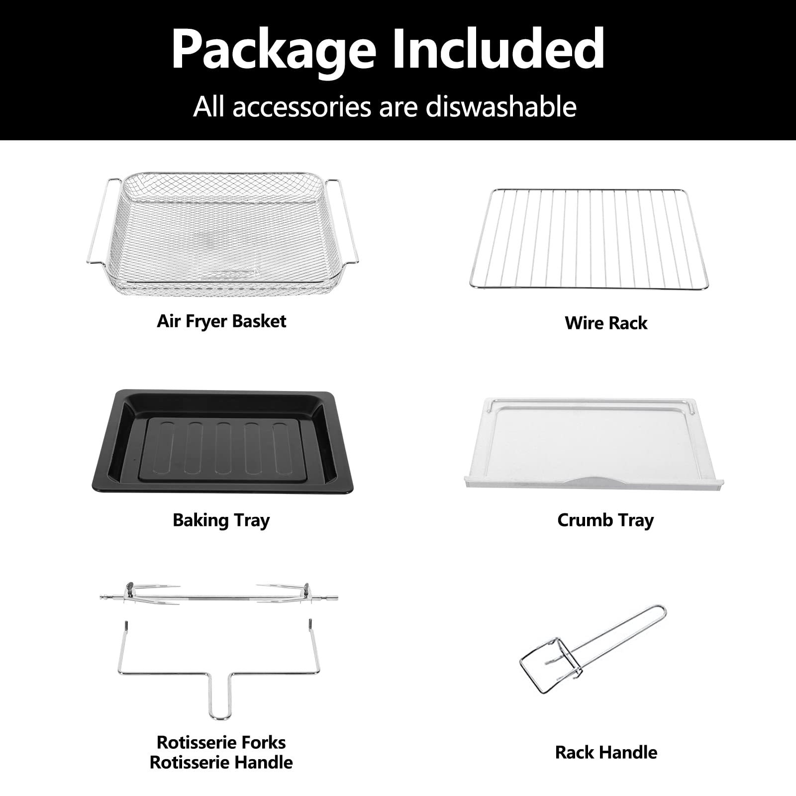 Cusimax 24.3QT 10 in 1 Silver Air Fryer OvenCusimax