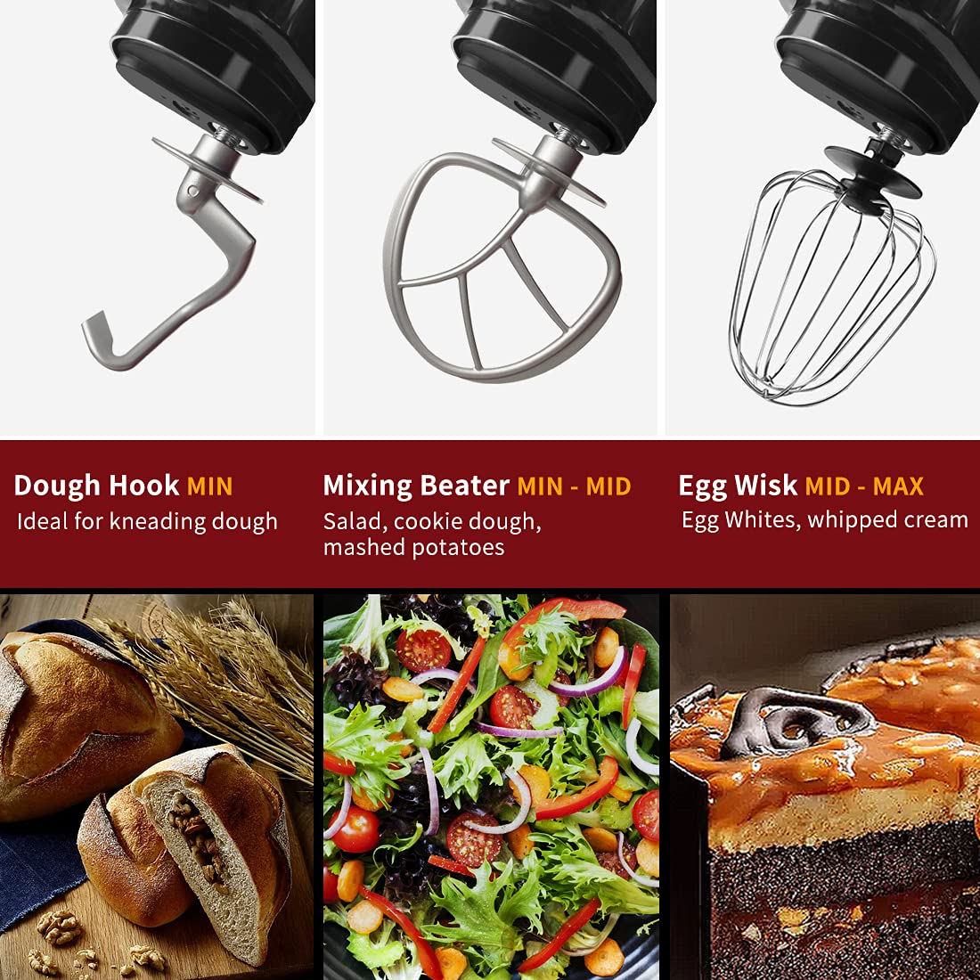 Cusimax Black Stand Mixer With 5Quart Stainless Steel BowlCusimax