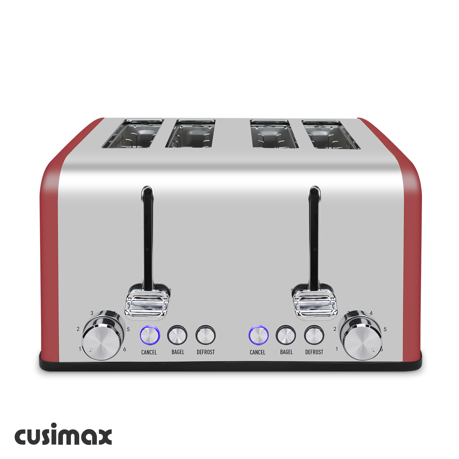 Cusimax Four Slice Red Stainless Steel Toaster-Cusimax