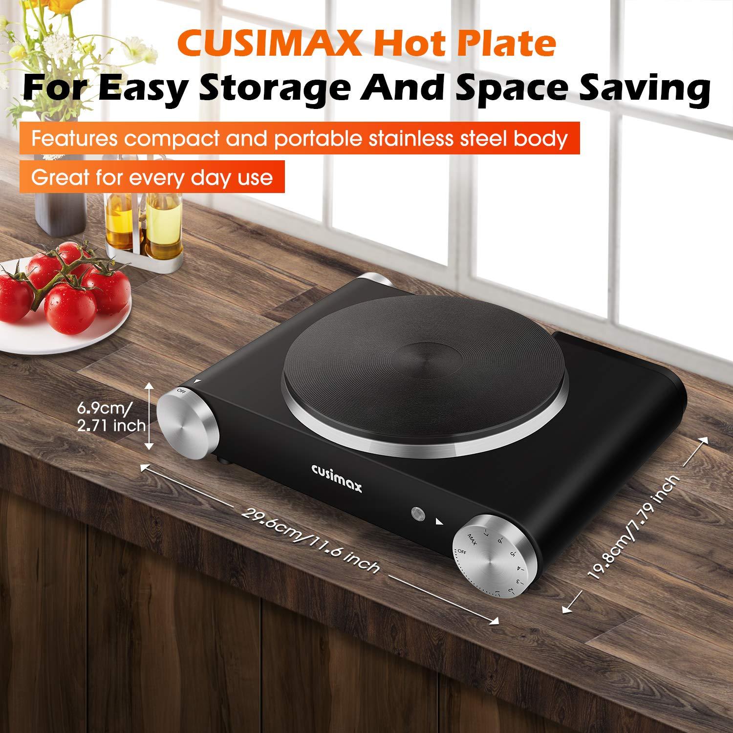 Cusimax Electric Hot Plate For Cooking,1500W Stainless Steel Single Bu