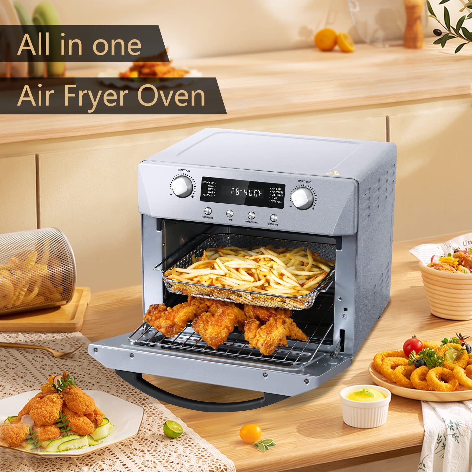 Cusimax 24.3QT 10 in 1 Silver Air Fryer OvenCusimax