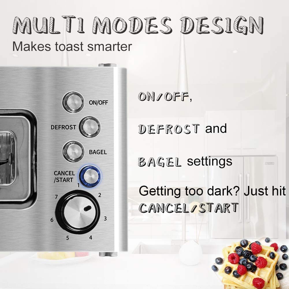 Imetec TostaMaxi Toaster, 2 Extra Large Slots and Opening Tongs for Extra  Thick Toast, 10 Browning Levels, Automatic Shut-Off Timer, Crumb Drawer