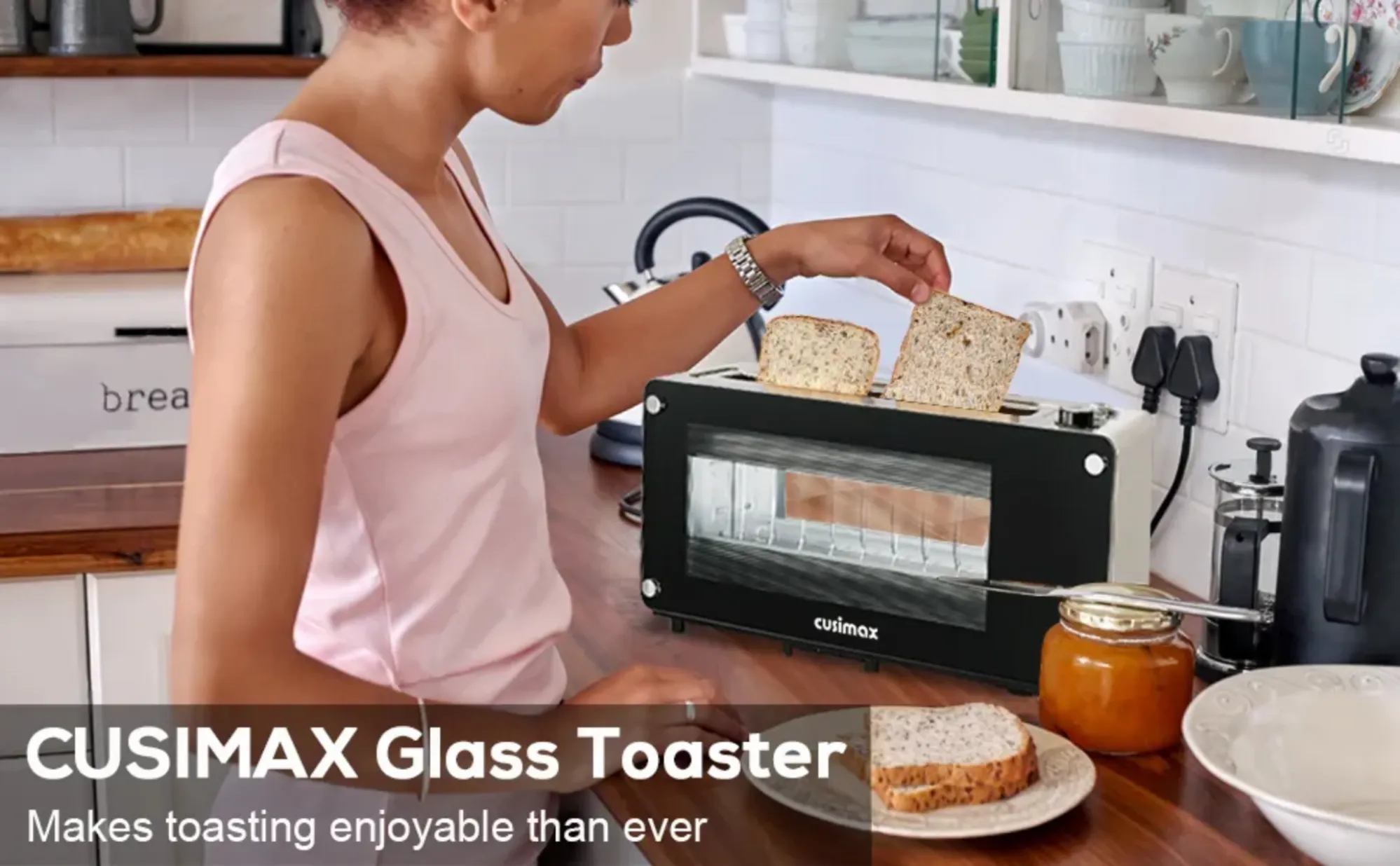 Cusimax Long Slot 2 Slice Toaster With Glass Window-Cusimax