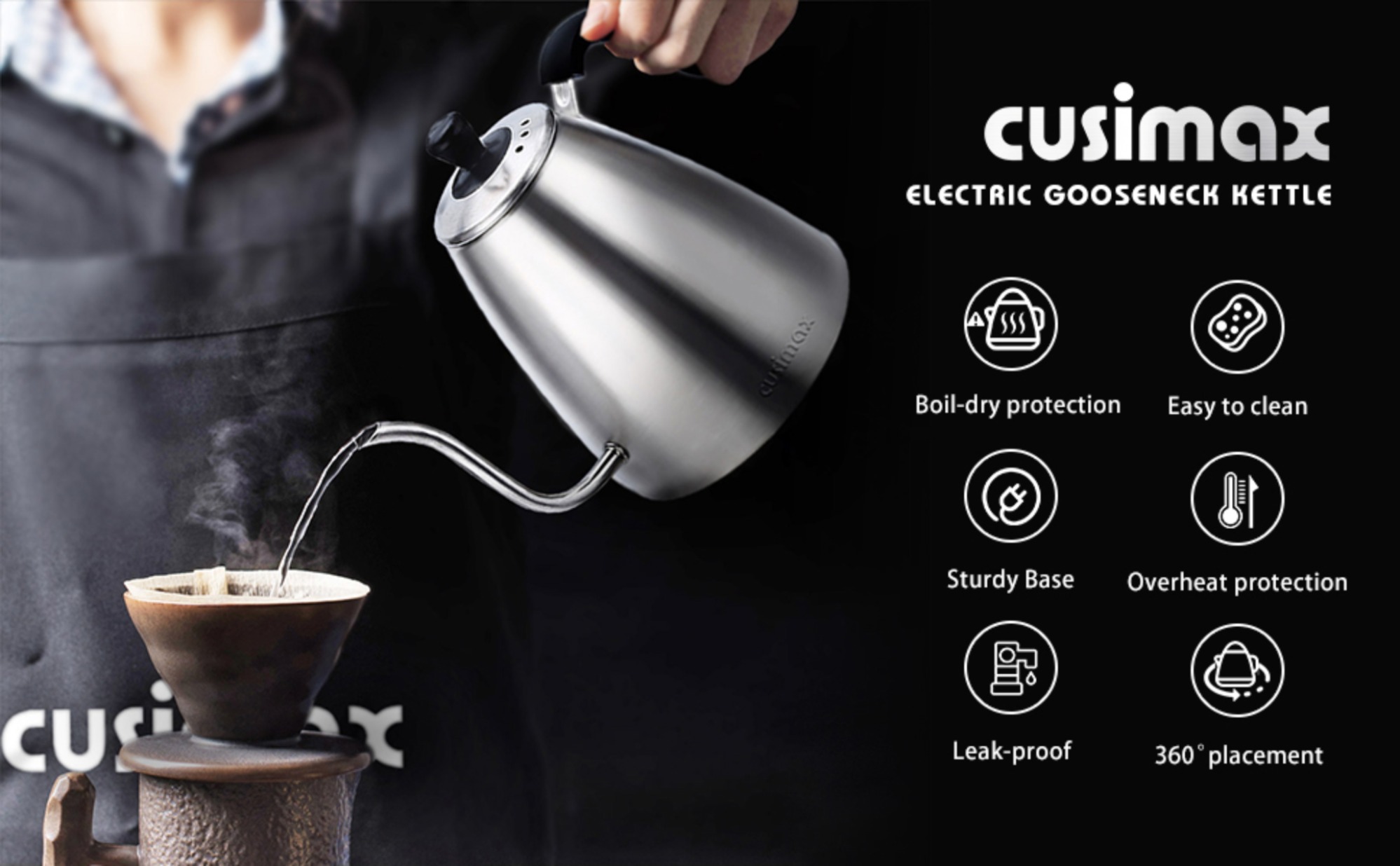 Cusimax 6 MODE Electric Stainless Steel Tea Kettle-Cusimax