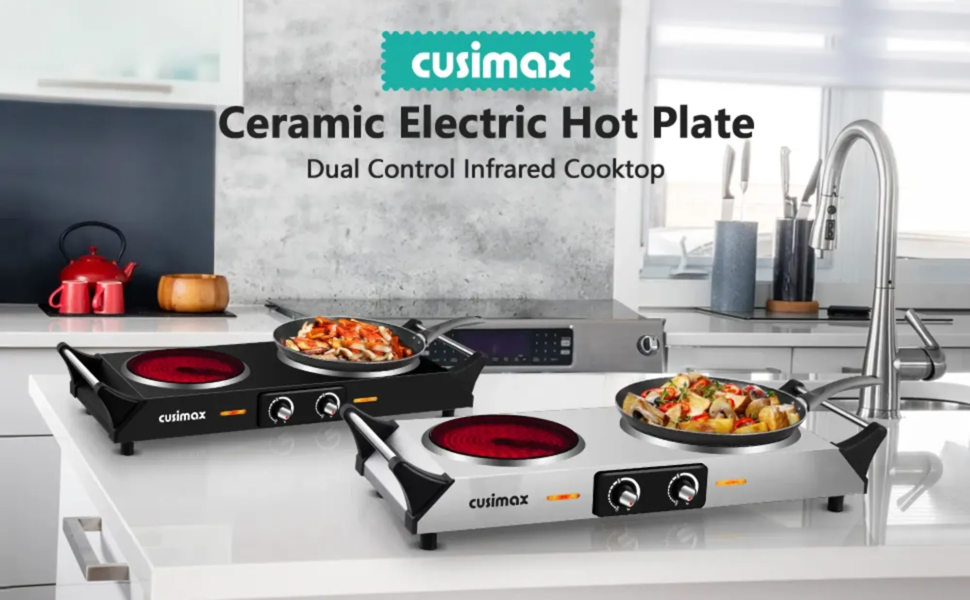 Cusimax 2500W Portable Double Hot Plate for Cooking(UK)