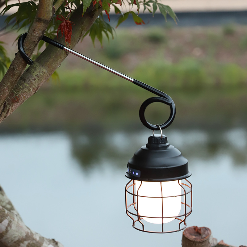 Multifunctional outdoor tent lamp hook Bold camping lamp stand S-shaped double-headed hook for pig tail