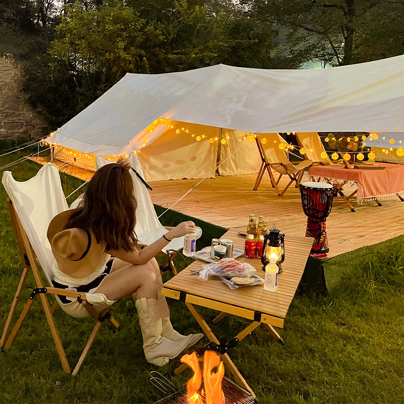 Outdoor luxury camping tent self-driving travel family activities sunshade, rainproof, warm cotton hut ridge tent