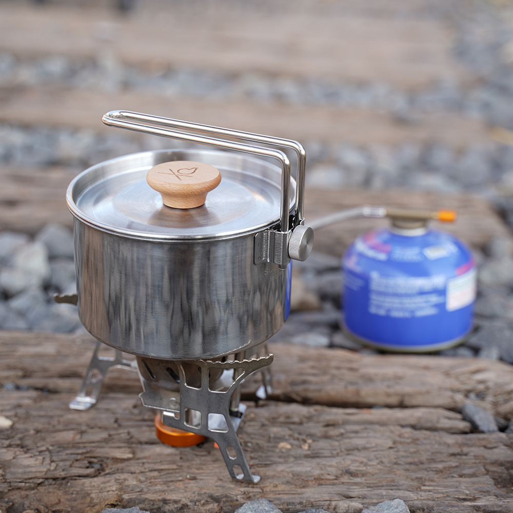 Outdoor portable stainless instant noodle pot Multfunctional detachable camping kettle Leisure fishing coffee pot