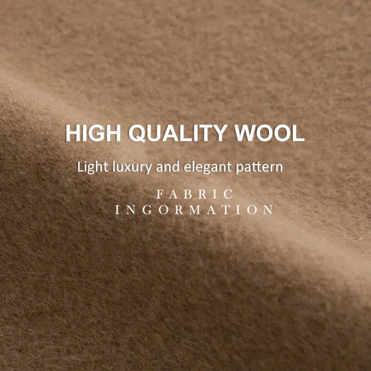 Casaco feminino elegante de lã de comprimento médio sofisticado