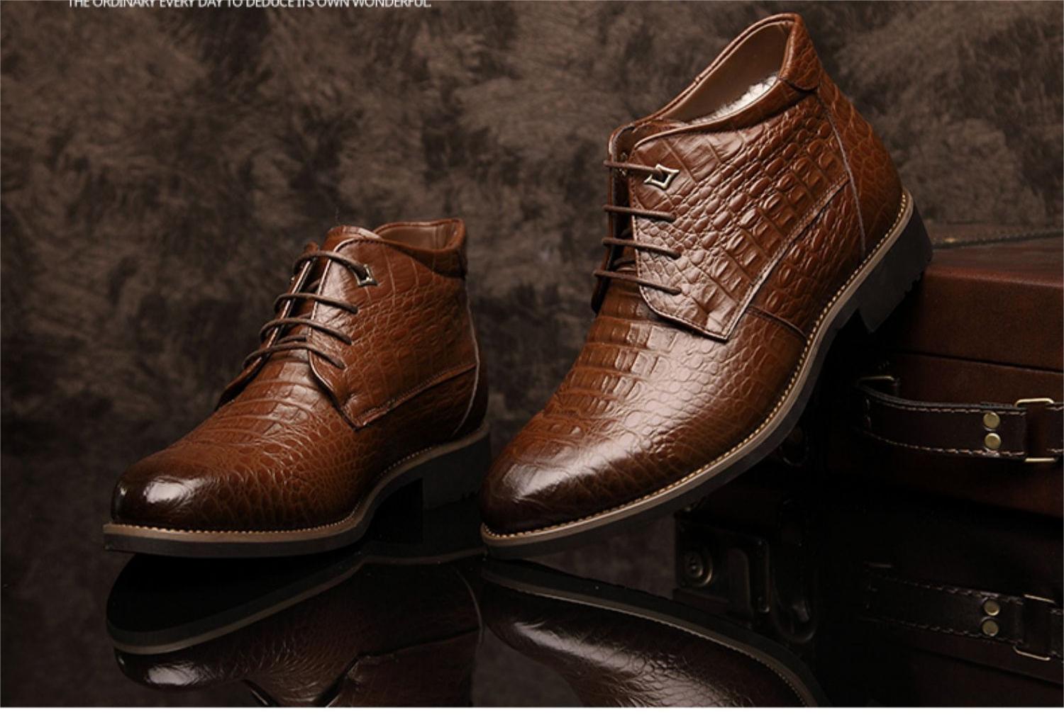 GALAXY Men's wool crocodile print shoes