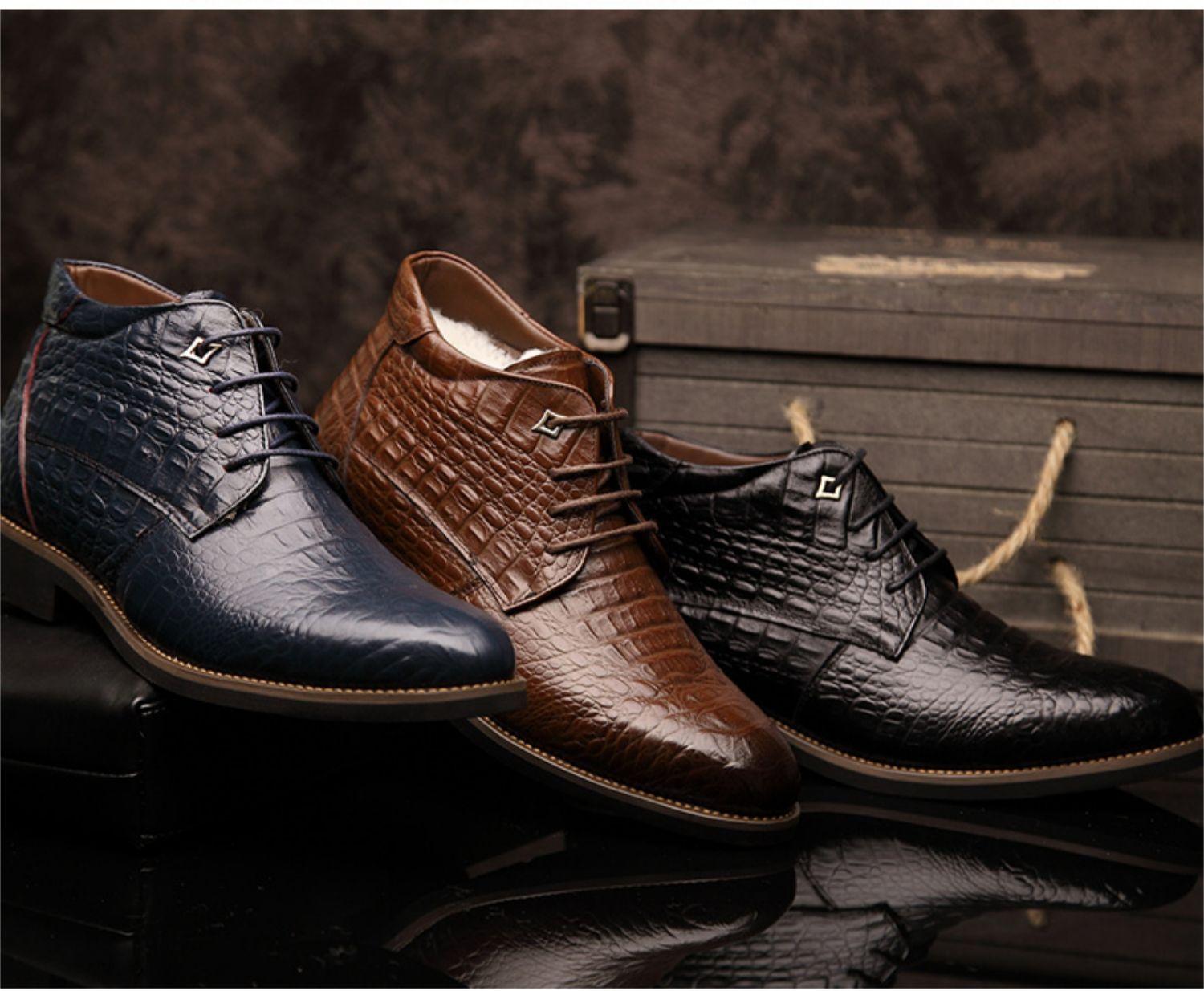 GALAXY Men's wool crocodile print shoes