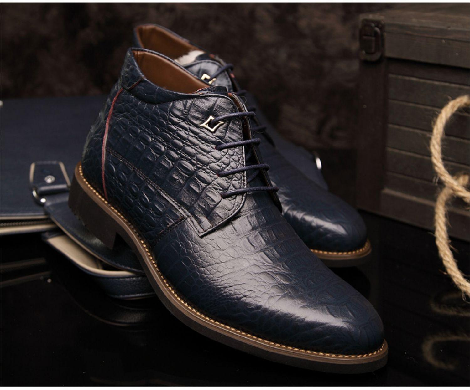 GALAXY Men's wool crocodile print shoes