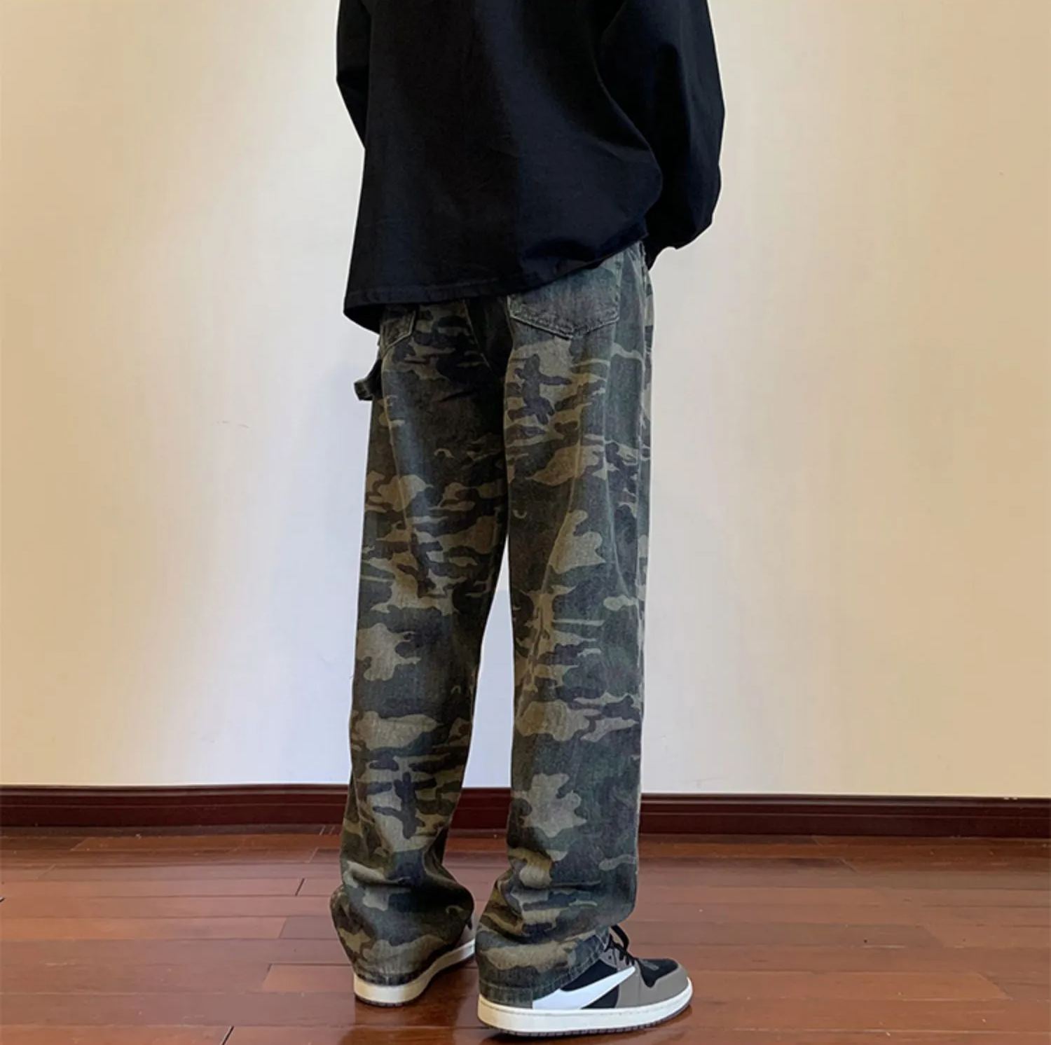 Camo overalls are loose