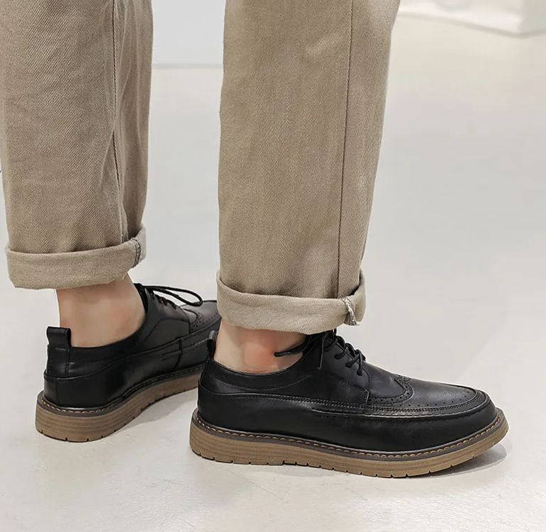 Business high-grade leather inner heightening leisure shoes