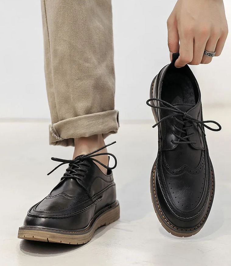Business high-grade leather inner heightening leisure shoes
