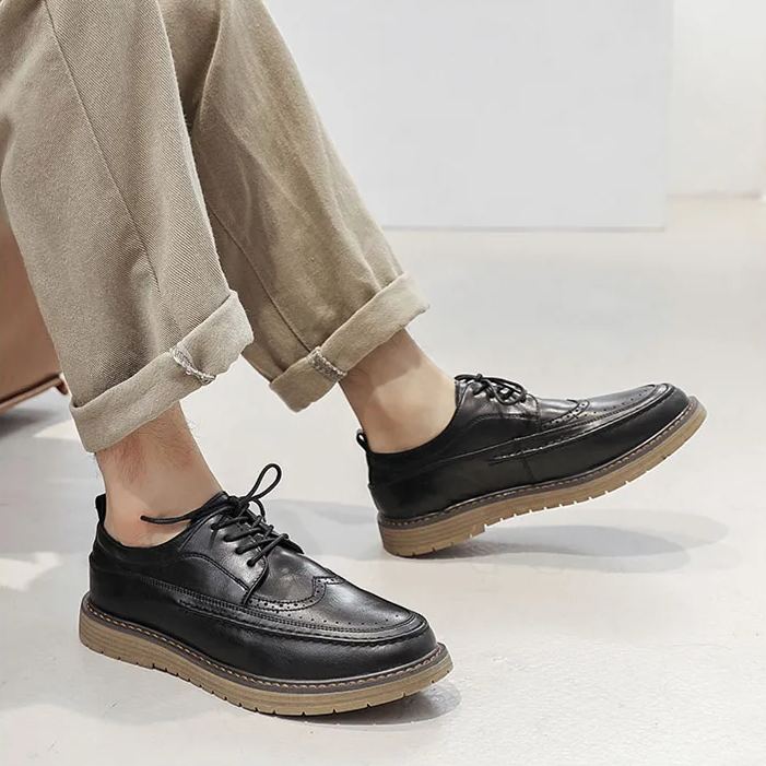 Business high-grade leather inner heightening leisure shoes
