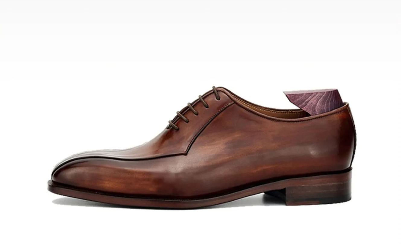 Formal business leather English brown lace-up shoes