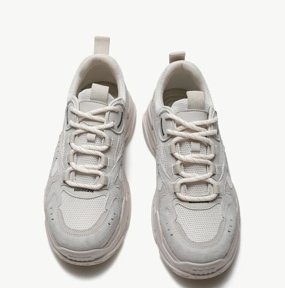 Spring leather mesh thick soled sneakers