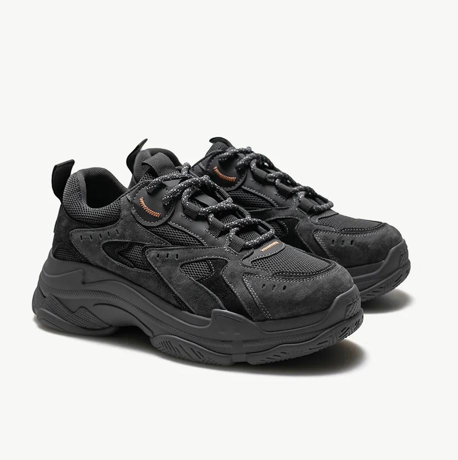 Spring leather mesh thick soled sneakers